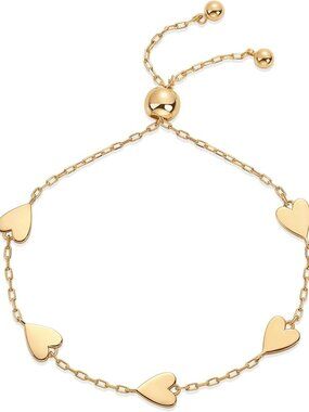 14K Gold Plated Heart Charm Friendship Bracelets Set for Women - Cute Gift Idea